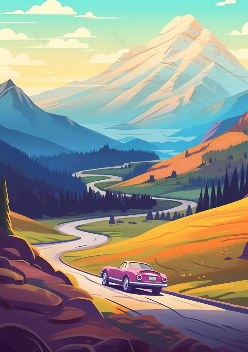 汽车在山路上行驶的背景,插画/手绘图,插画/手绘图库,插画/手绘图下载,插画/手绘